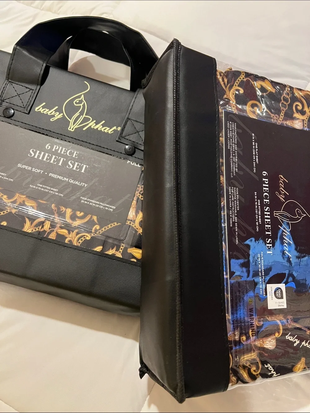 Baby Phat Black and Gold full 6-piece sheet set